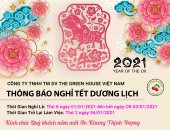 Thông báo lịch nghỉ Tết Dương lịch 2021